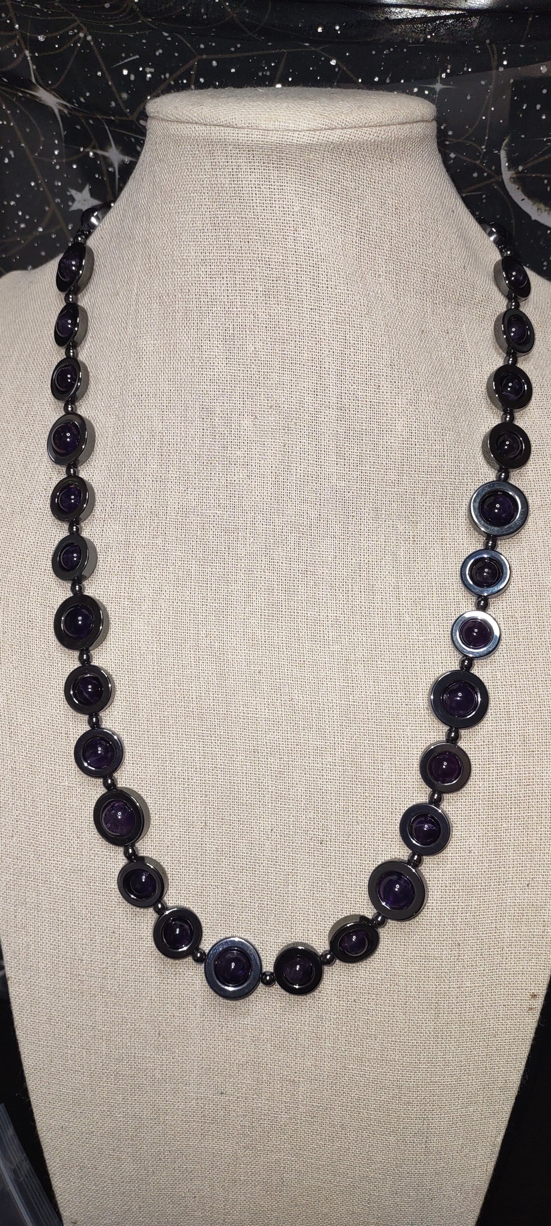Necklace: Amethyst and hematite