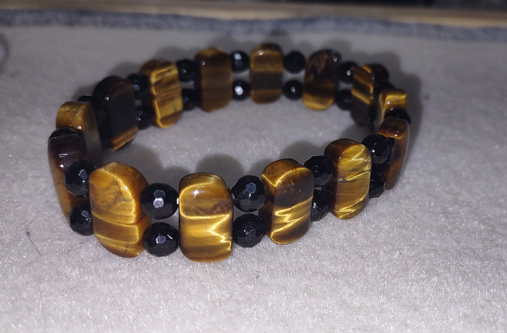 Bracelet: Tiger Eye with Black Tourmaline - 7"