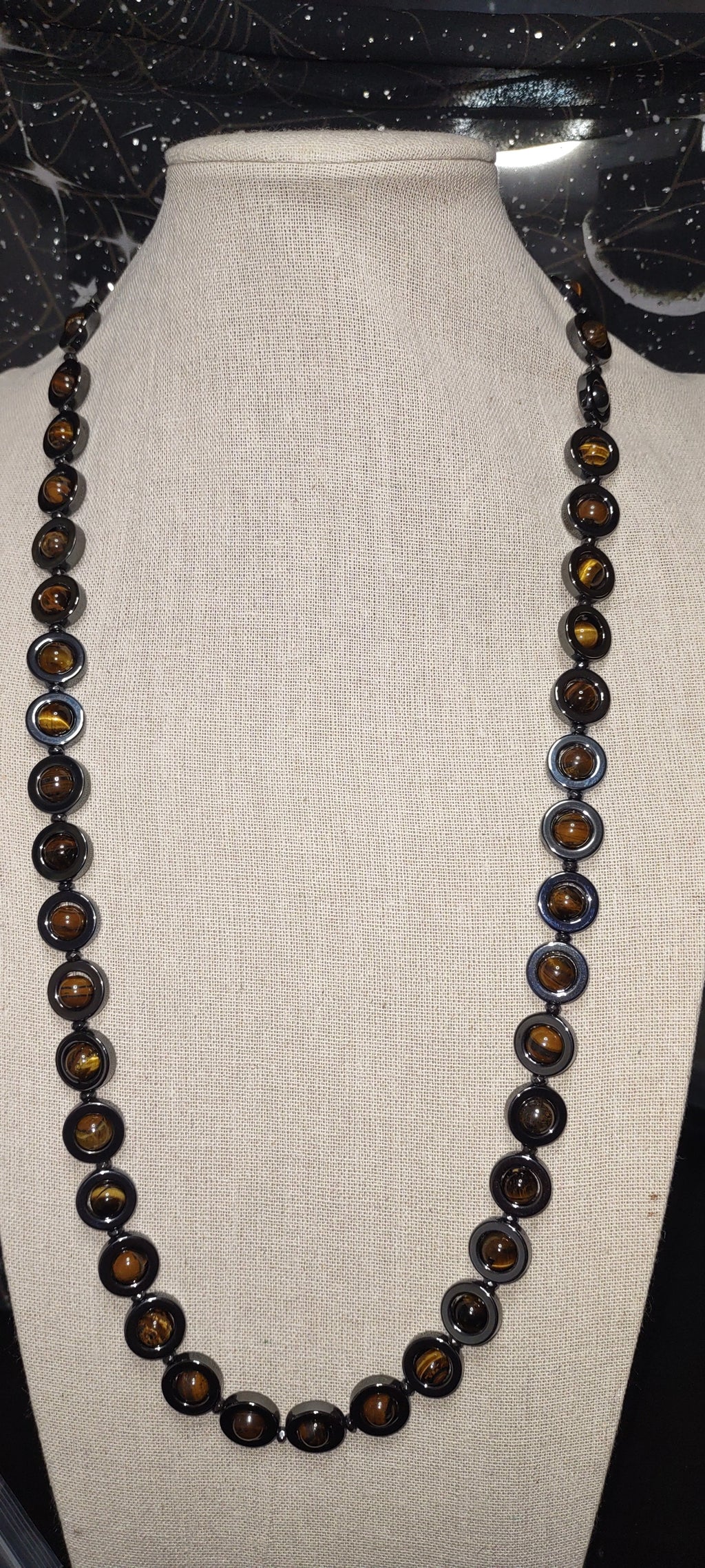 Necklace: tiger's eye and hematite