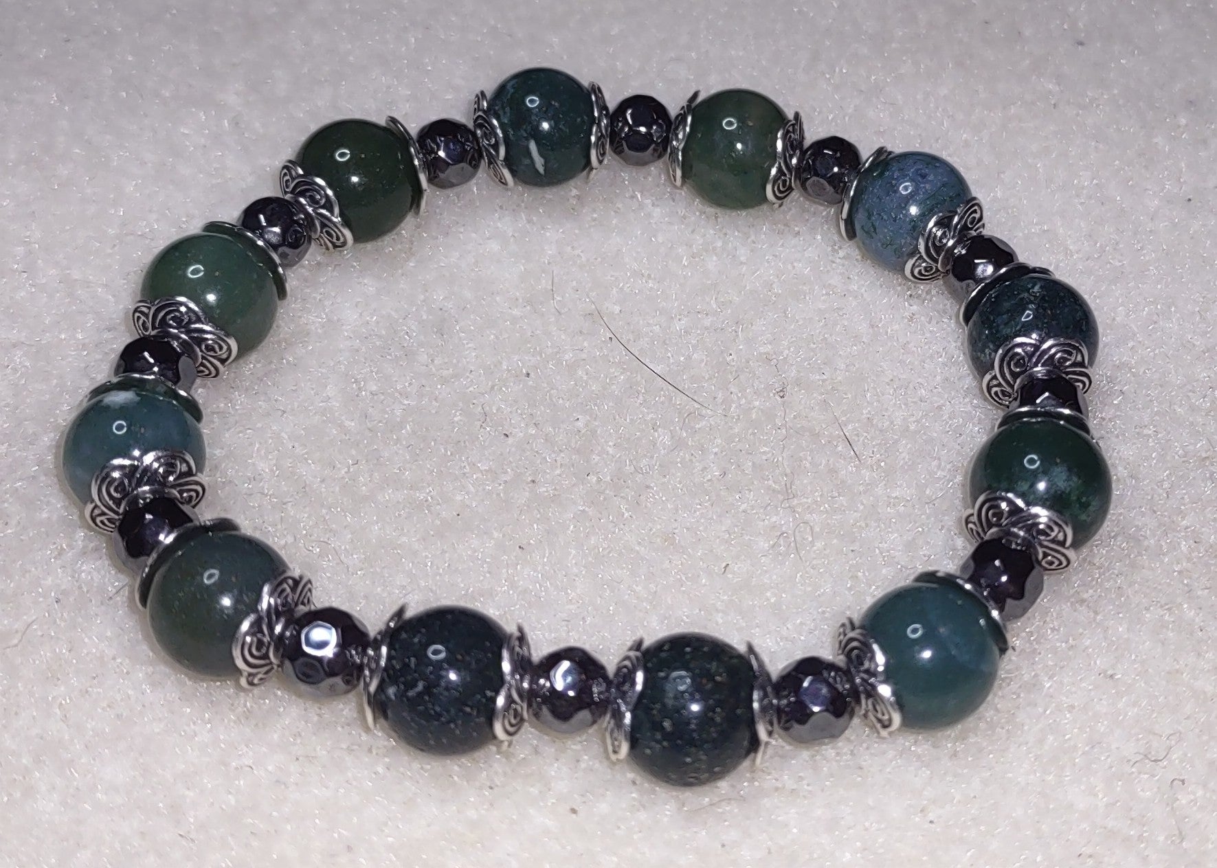Bracelet: Moss Agate And Hematite