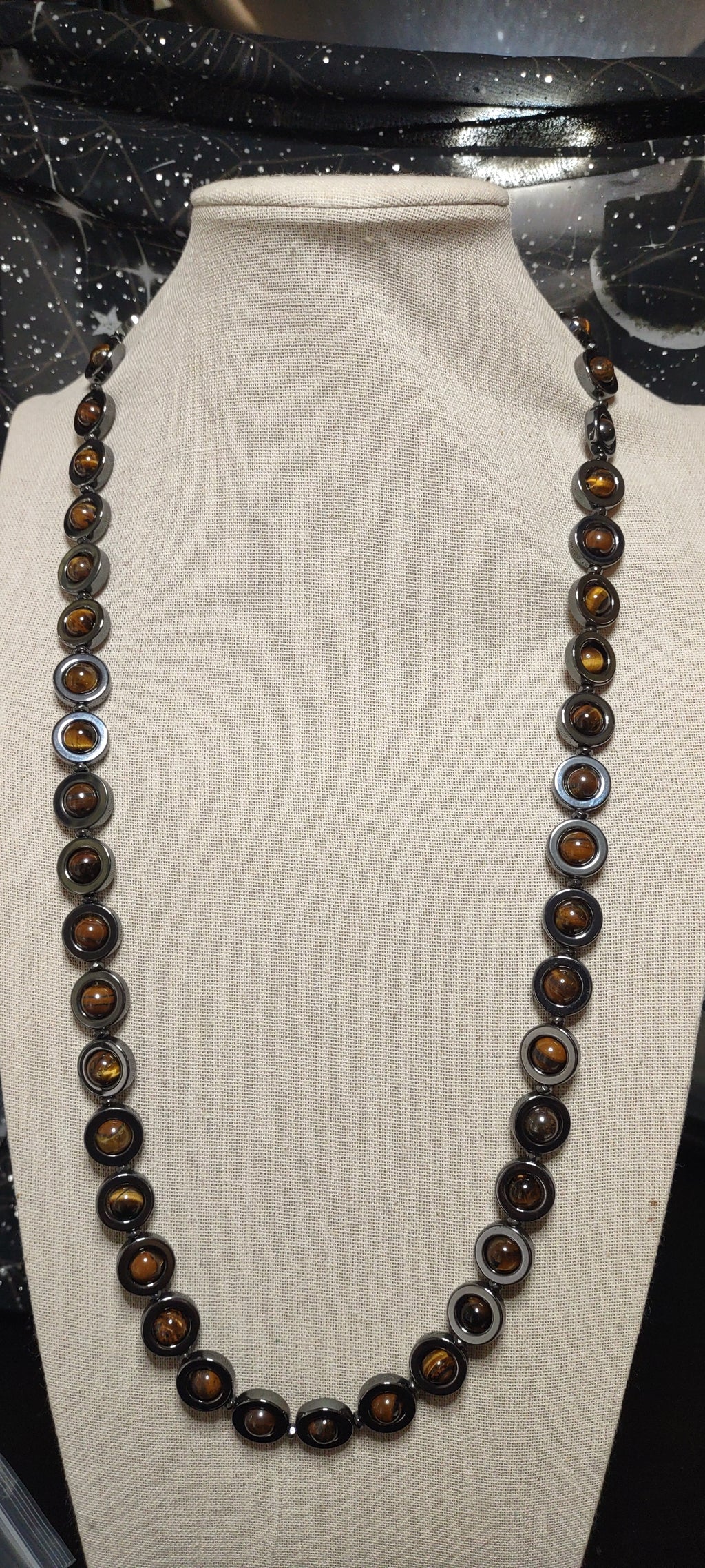 Necklace: tiger's eye and hematite