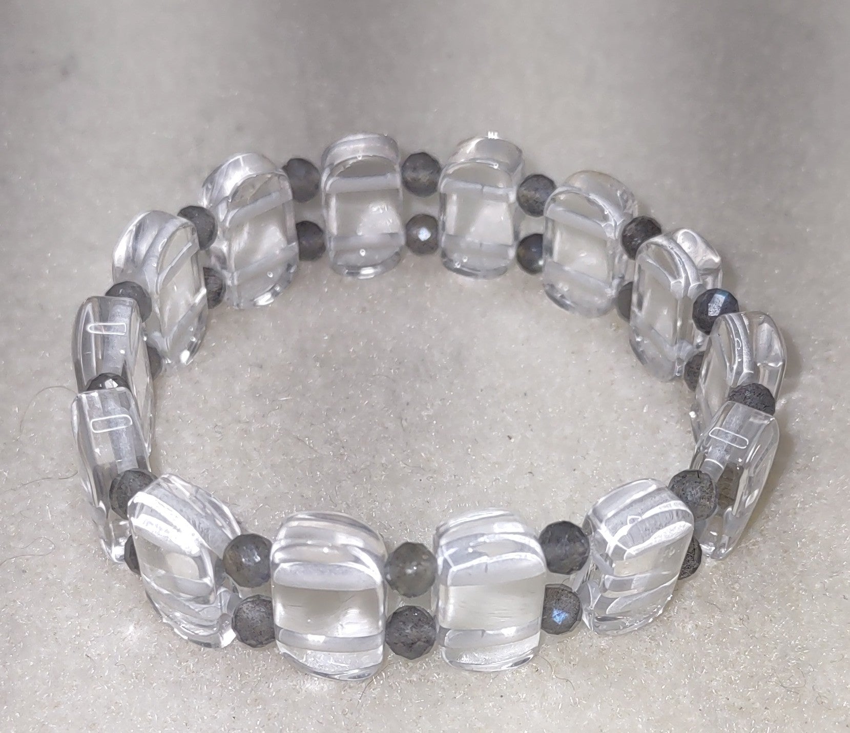 Bracelet: Quartz with Labradorite  - 6"