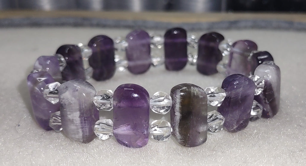 Bracelet: Amethyst with Quartz - 7"