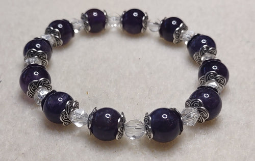 Bracelet: Amethyst and quartz single strand