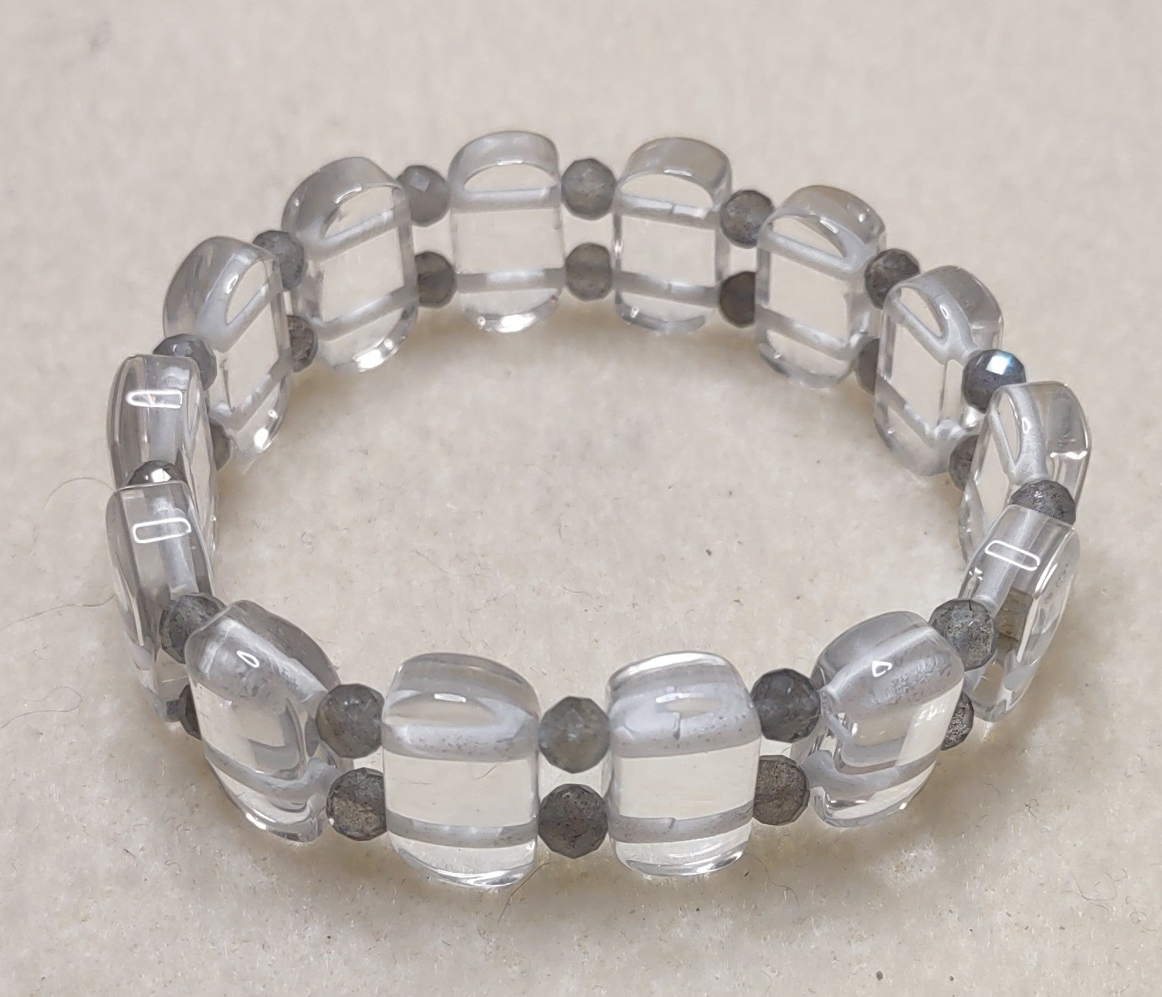 Bracelet: Quartz with Labradorite  - 6"