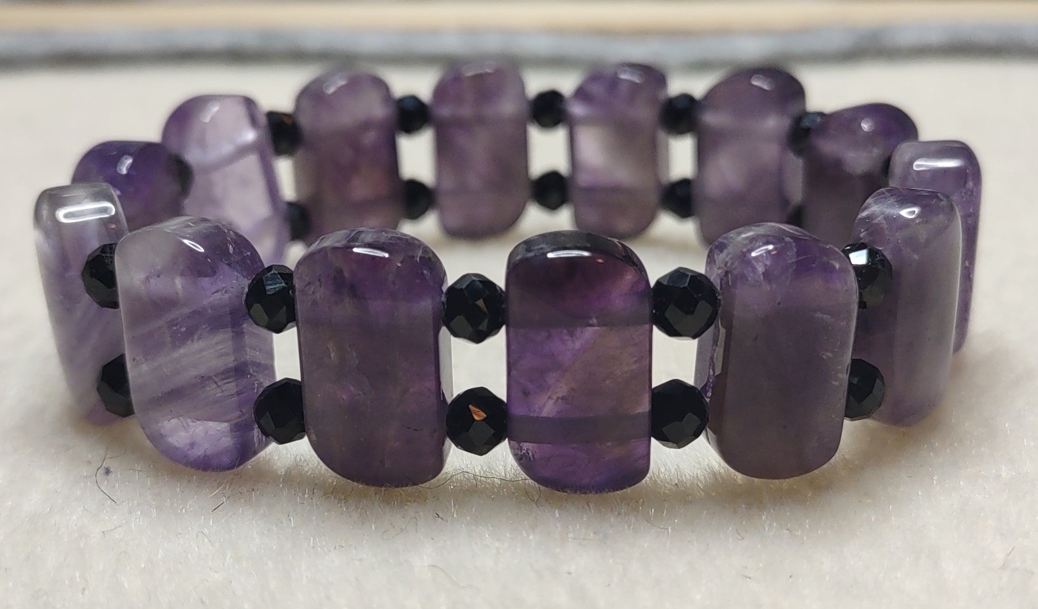 Bracelet: Amethyst with Black Tourmaline - 6"