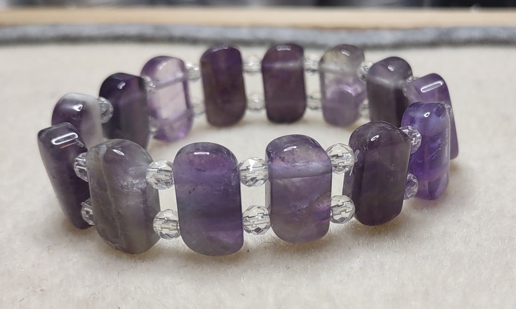 Bracelet: Amethyst with Quartz - 6"