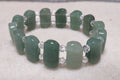 Bracelet: Green Adventurine with Quartz - 6"