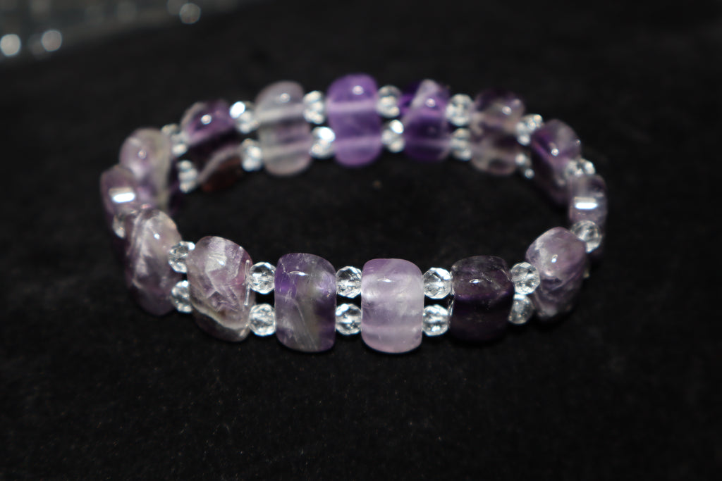 Bracelet: Amethyst with Quartz - 6"