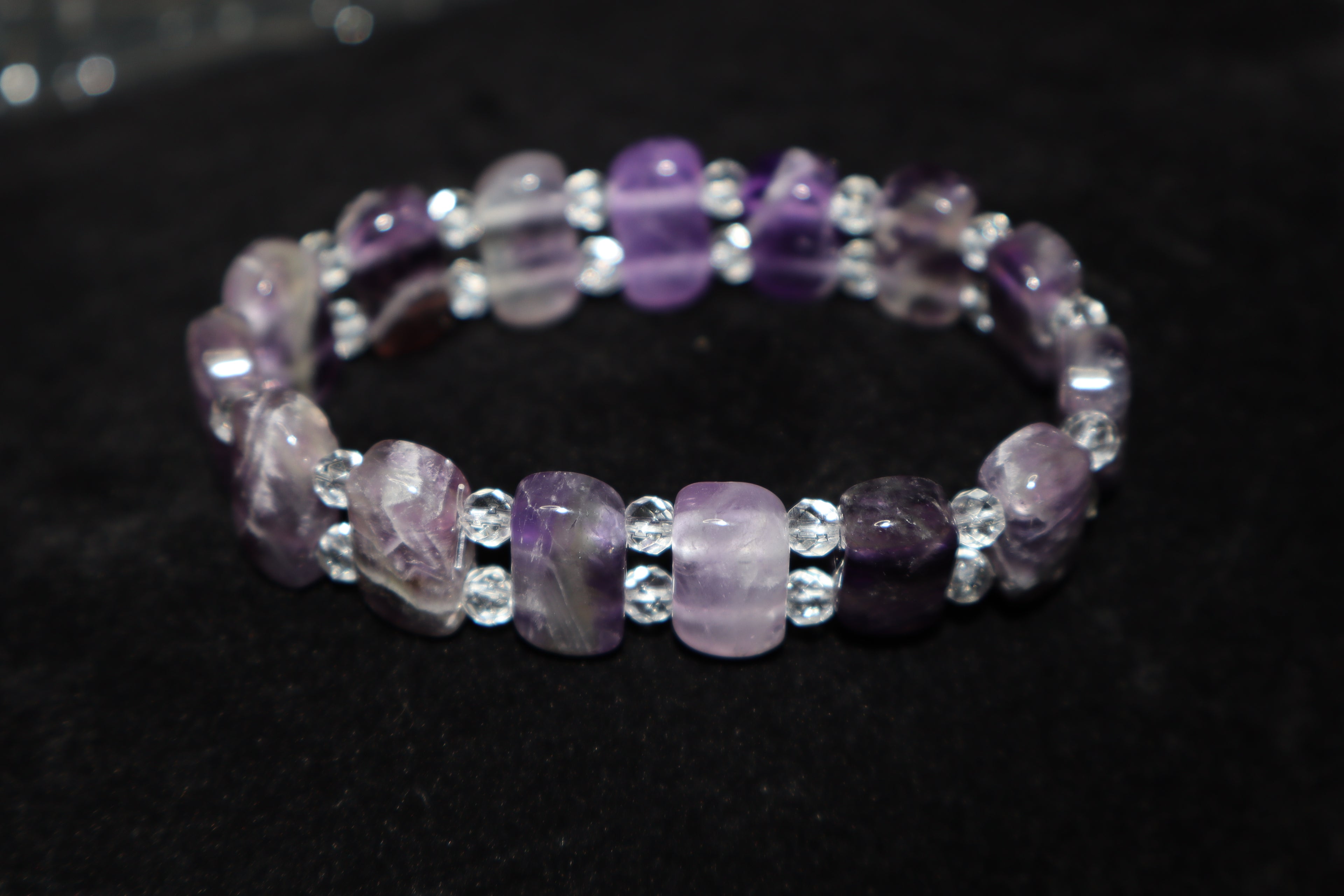 Bracelet: Amethyst with Quartz - 6"