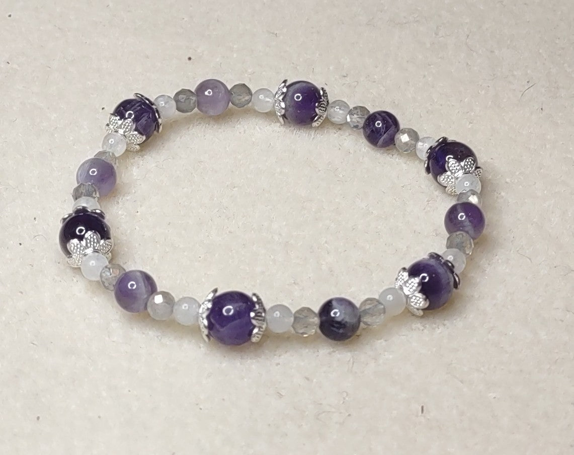 Bracelet: Amethyst, Moonstone, and Labradorite