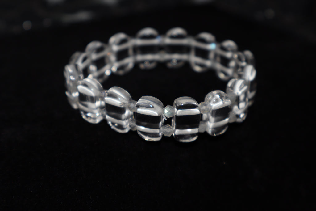 Bracelet: Quartz with Labradorite  - 6"