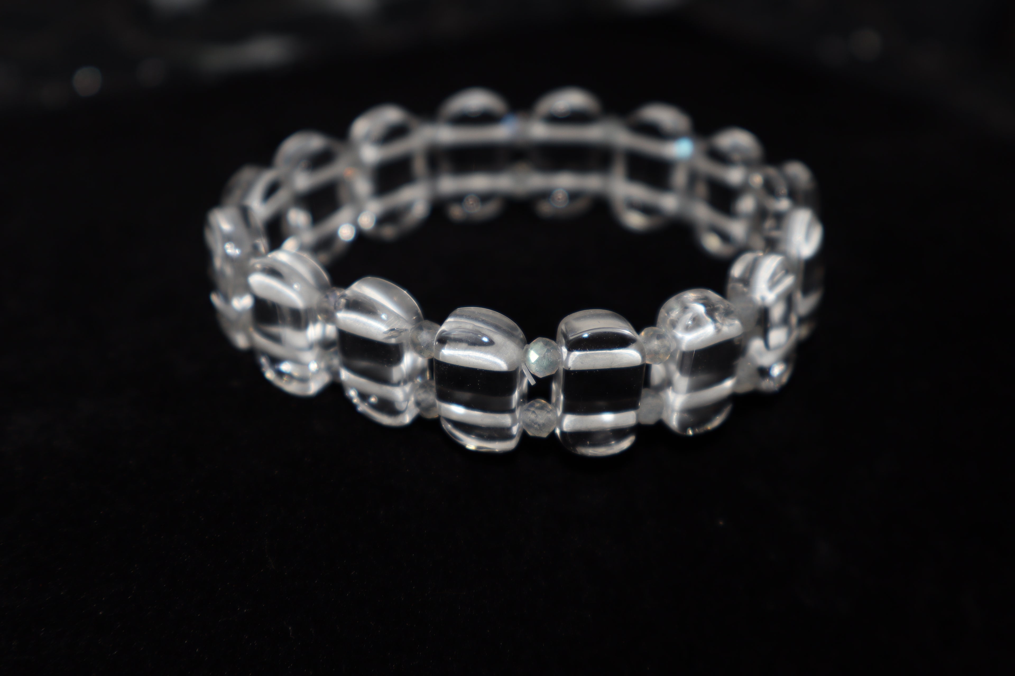 Bracelet: Quartz with Labradorite  - 6"