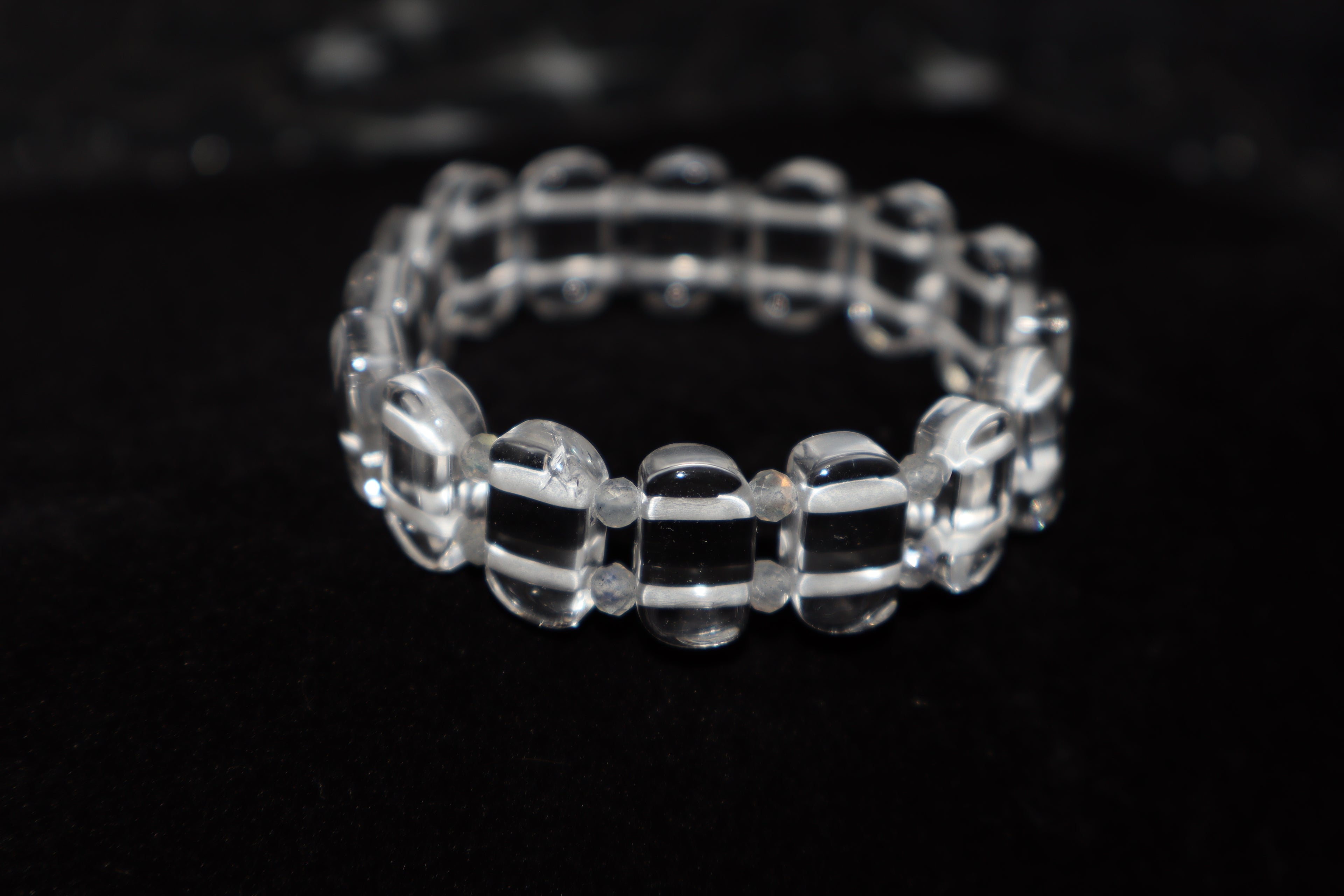 Bracelet: Quartz with Labradorite  - 6"
