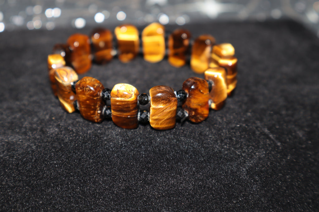 Bracelet: Tiger Eye with Black Tourmaline - 6"