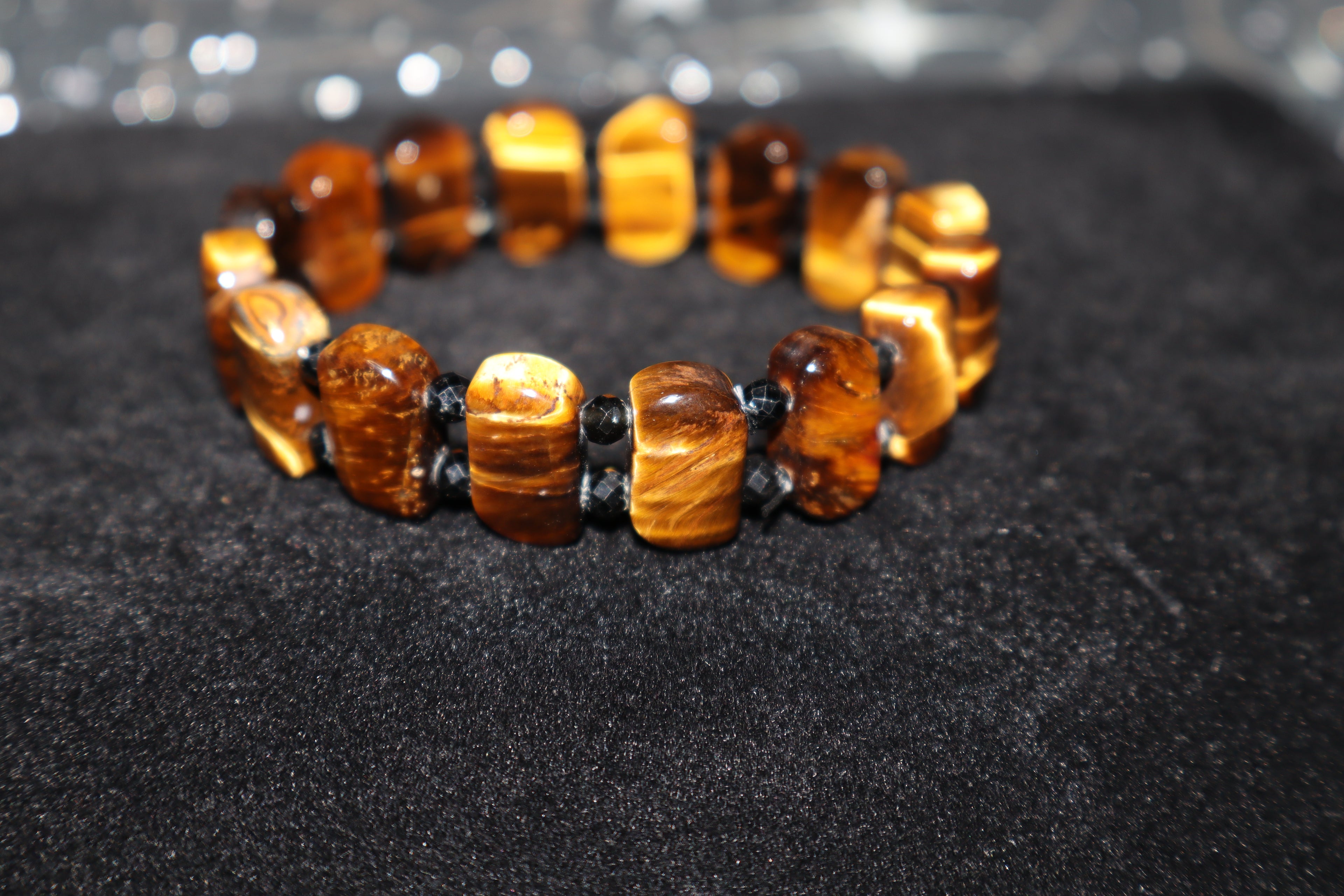 Bracelet: Tiger Eye with Black Tourmaline - 6"